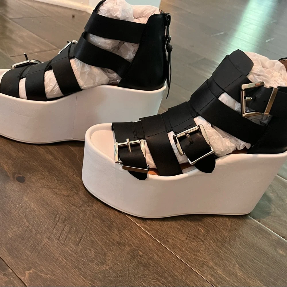 Jeffrey Campbell Black and White Platform Sandals - Picture 4 of 8